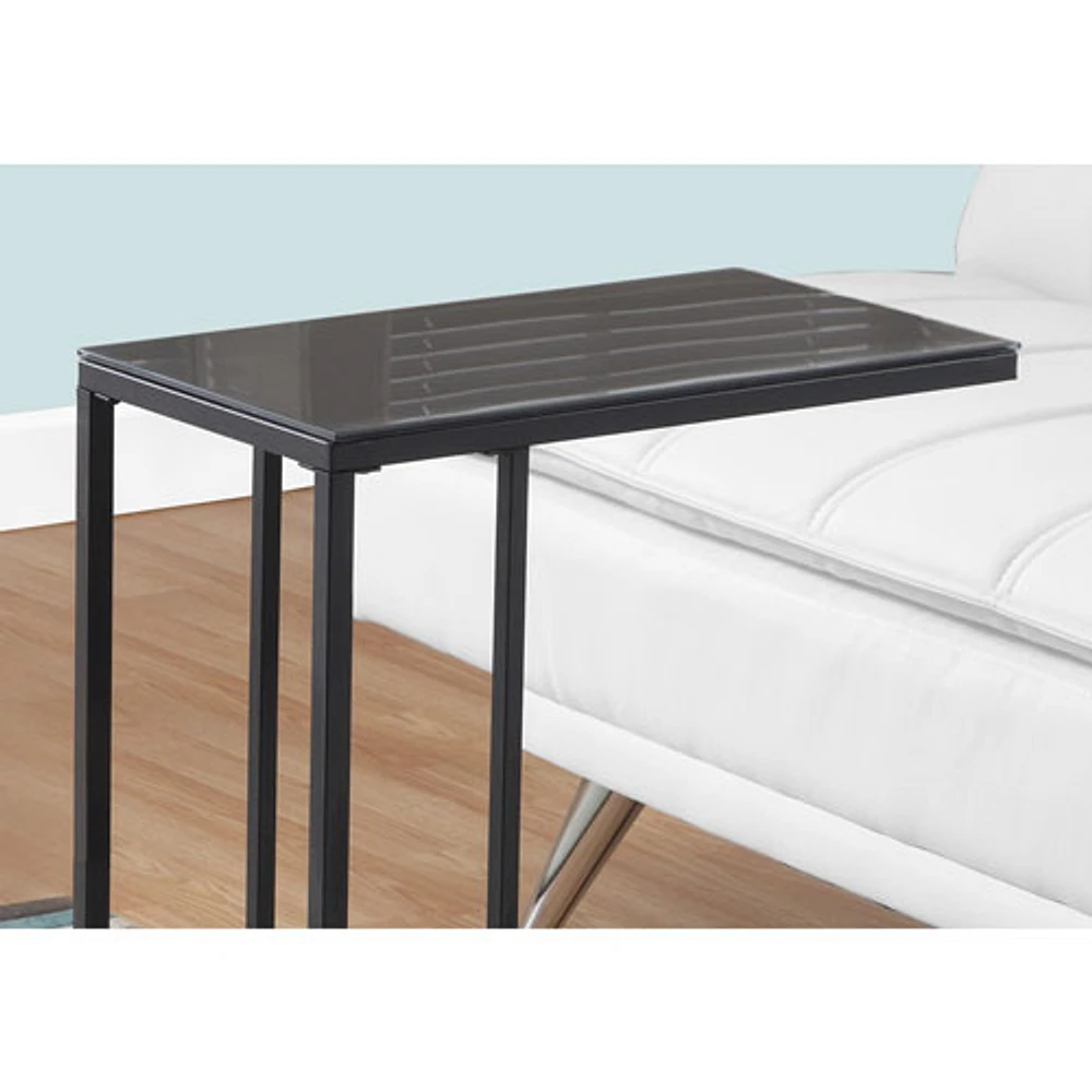 Table d'appoint rectangulaire moderne avec surface en verre de Monarch - Noir