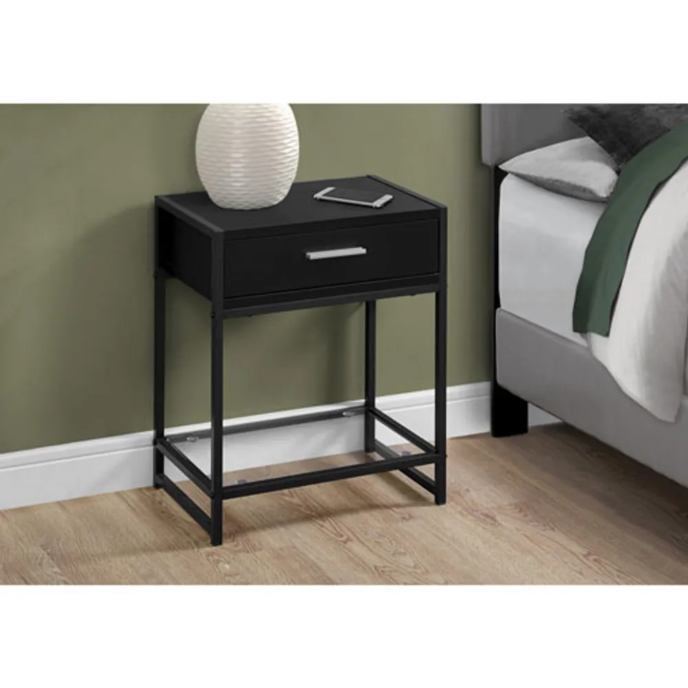 Monarch Modern Rectangular Drawer Accent Table - Black