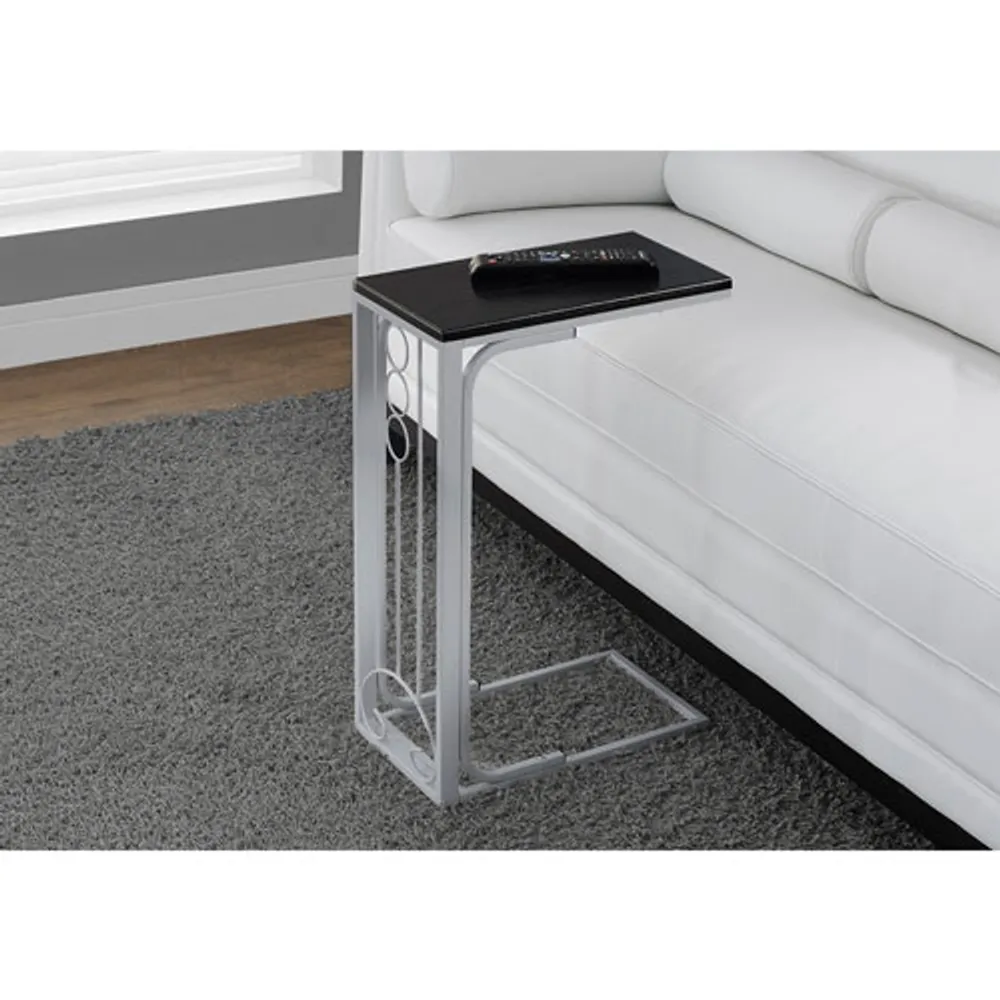 Monarch Modern Rectangular C-Shape End Table - Black