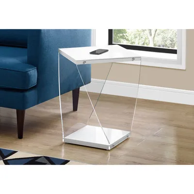 Monarch Twisted Modern Rectangular Acrylic End Table - White/Clear