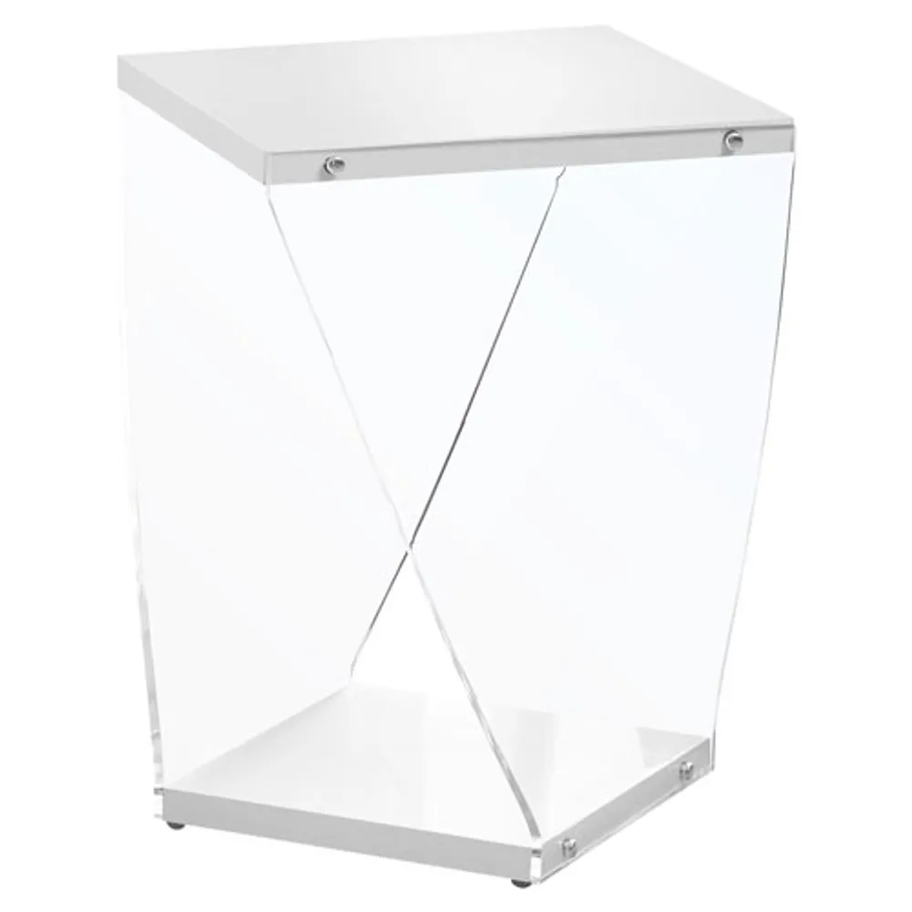 Monarch Twisted Modern Rectangular Acrylic End Table - White/Clear