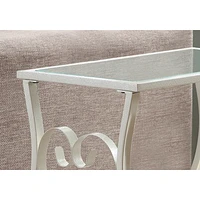 Monarch Heart Traditional Rectangular End Table - White/Glass