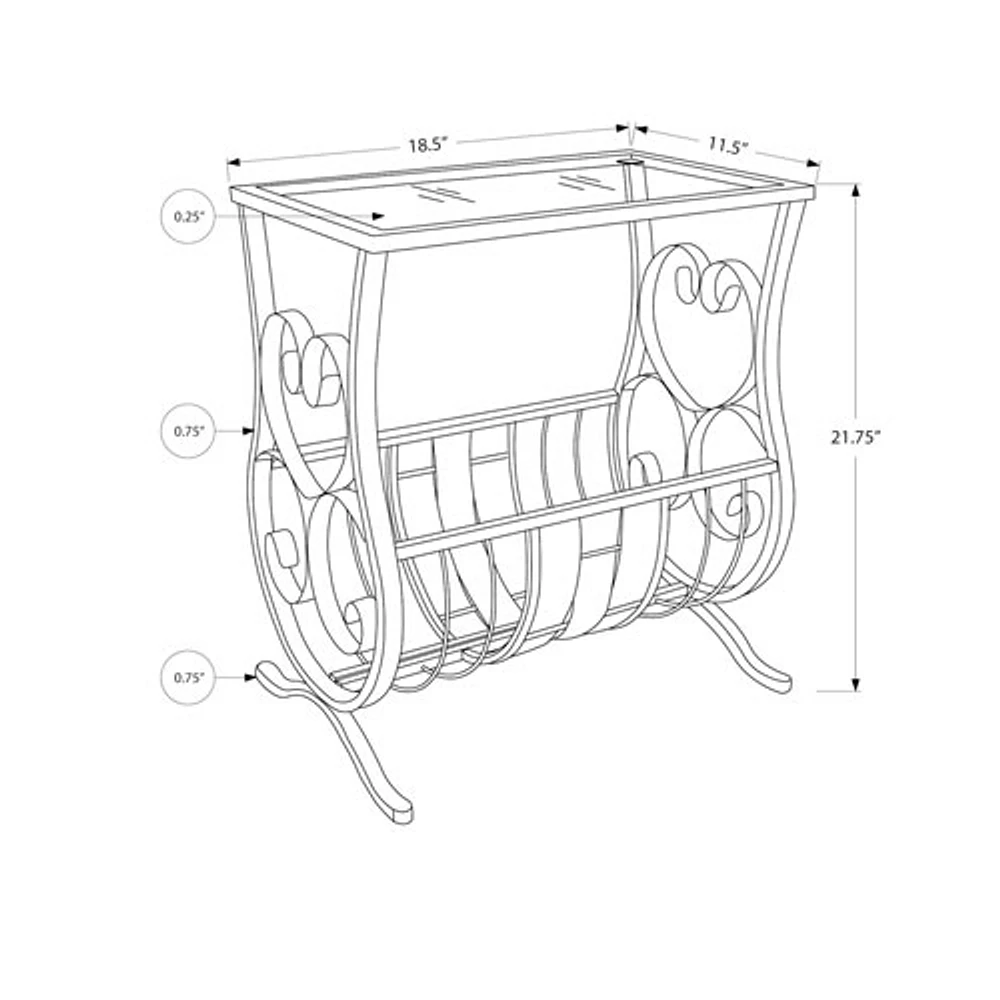 Monarch Heart Traditional Rectangular End Table - White/Glass