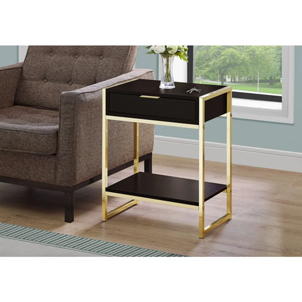 Monarch Modern Rectangular End Table with Drawer & Shelf