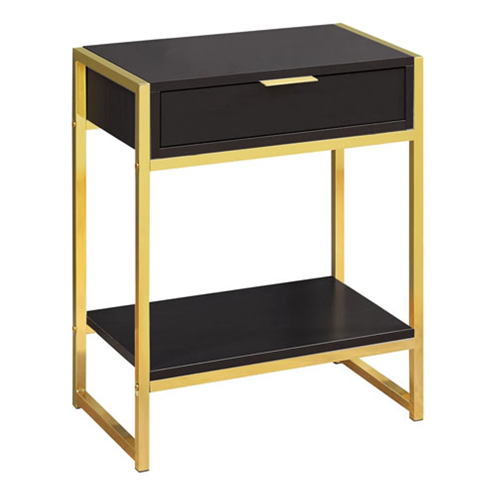 Monarch Modern Rectangular End Table with Drawer & Shelf