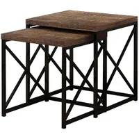 Monarch Modern 2-Piece Nesting Table Set - Brown/Black