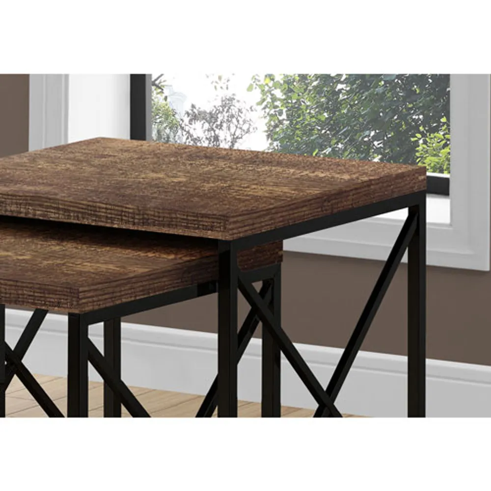 Monarch Modern 2-Piece Nesting Table Set - Brown/Black