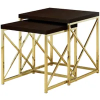 Monarch Modern 2-Piece Nesting Table Set - Cappucino/Gold