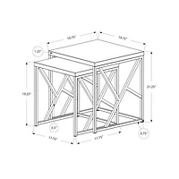 Monarch Modern 2-Piece Nesting Table Set - Grey/Chrome