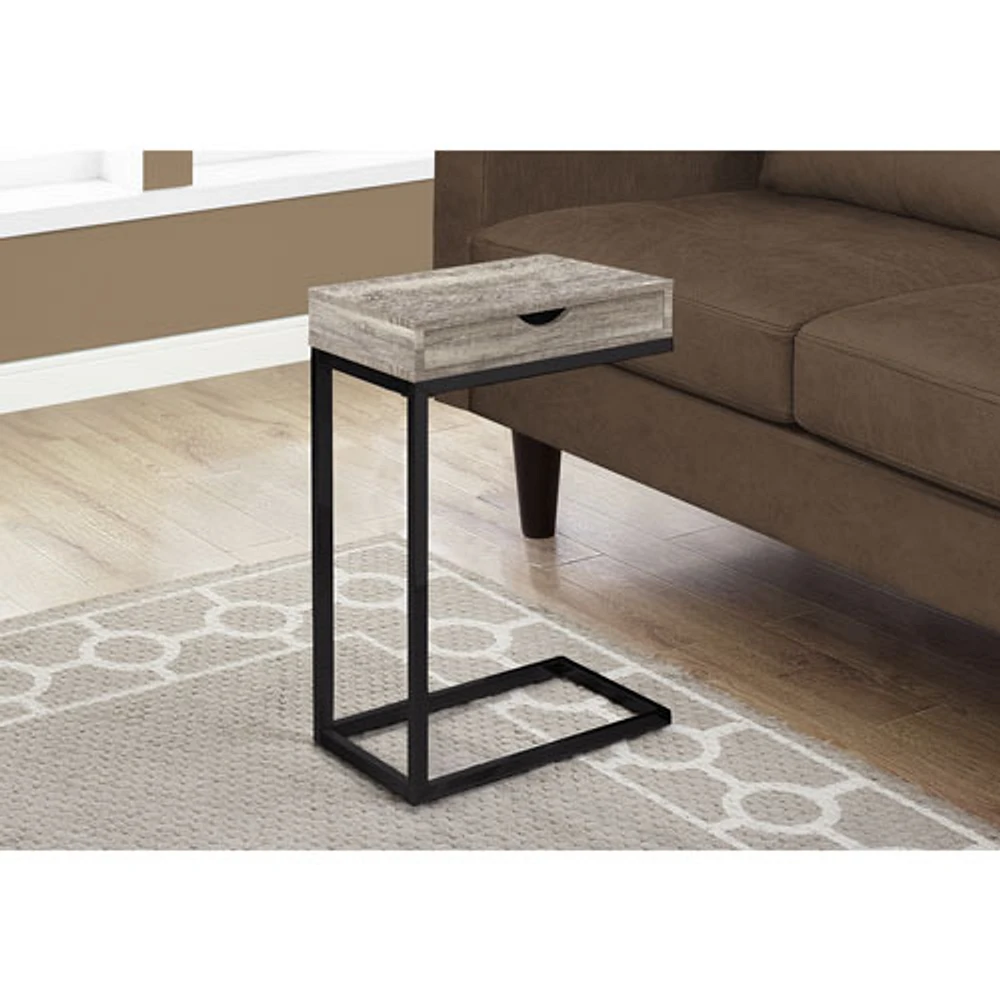 Monarch Modern Rectangular C-Shape End Table with Drawer