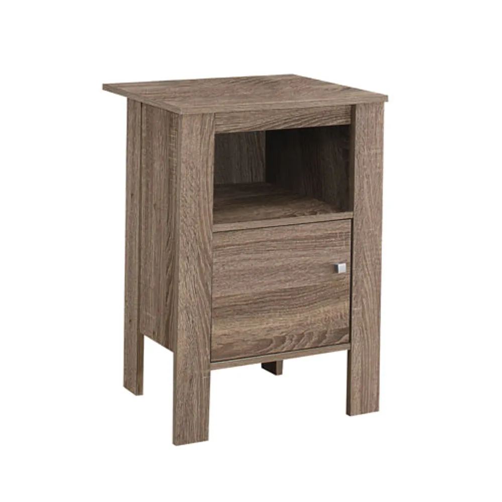 Monarch Contemporary Square End Table with Shelf & Cabinet - Dark Taupe