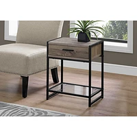 Monarch Modern Rectangular End Table with Drawer & Glass Shelf