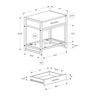 Monarch Modern Rectangular End Table with Drawer & Glass Shelf