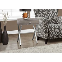 Monarch Modern Rectangular End Table with Drawer - Dark Taupe/Chrome