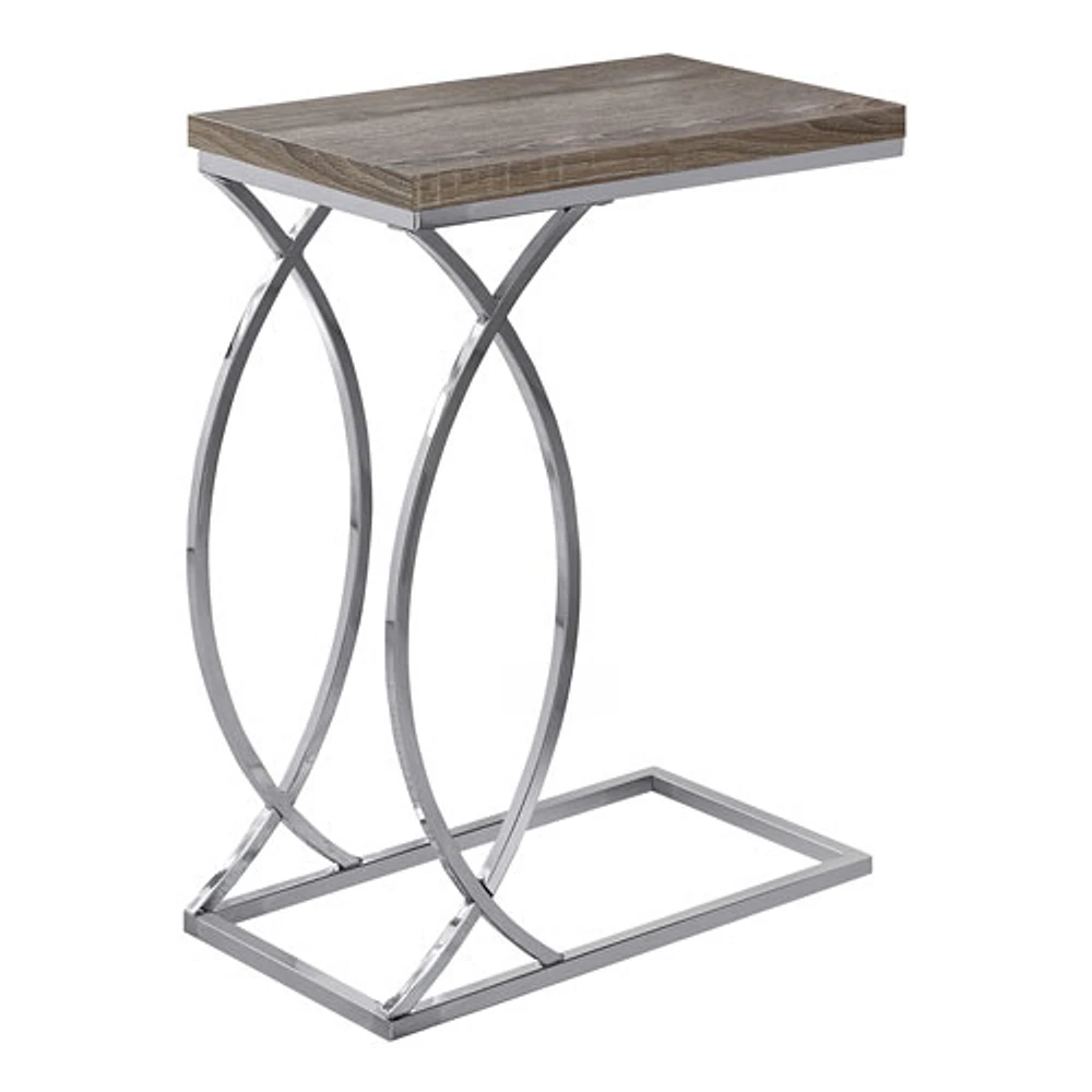 Monarch Modern Rectangular End Table - Dark Taupe/Chrome