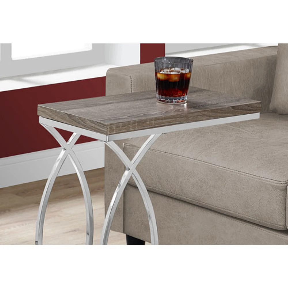 Monarch Modern Rectangular End Table - Dark Taupe/Chrome