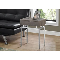 Table d'extrémité rectangulaire moderne avec tiroir de Monarch - Taupe foncé/Chromé
