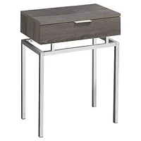 Monarch Modern Rectangular End Table with Drawer - Dark Taupe/Chrome