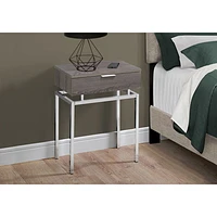 Table d'extrémité rectangulaire moderne avec tiroir de Monarch - Taupe foncé/Chromé