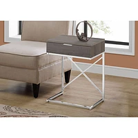Table d'appoint rectangulaire moderne avec rangement de Monarch - Taupe foncé/Chrome