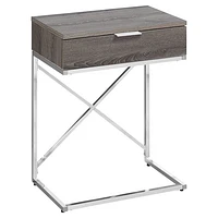 Table d'appoint rectangulaire moderne avec rangement de Monarch - Taupe foncé/Chrome