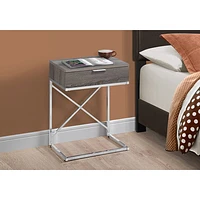 Table d'appoint rectangulaire moderne avec rangement de Monarch - Taupe foncé/Chrome
