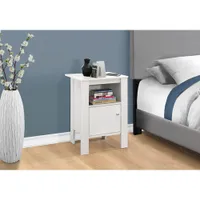 Monarch Contemporary Square End Table with Open Shelf and Cabinet - White