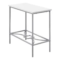 Monarch Contemporary Rectangular End Table - White/Silver