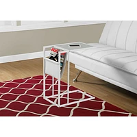 Monarch Modern Rectangular End Table with Magazine Holder - White