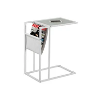 Monarch Modern Rectangular End Table with Magazine Holder - White