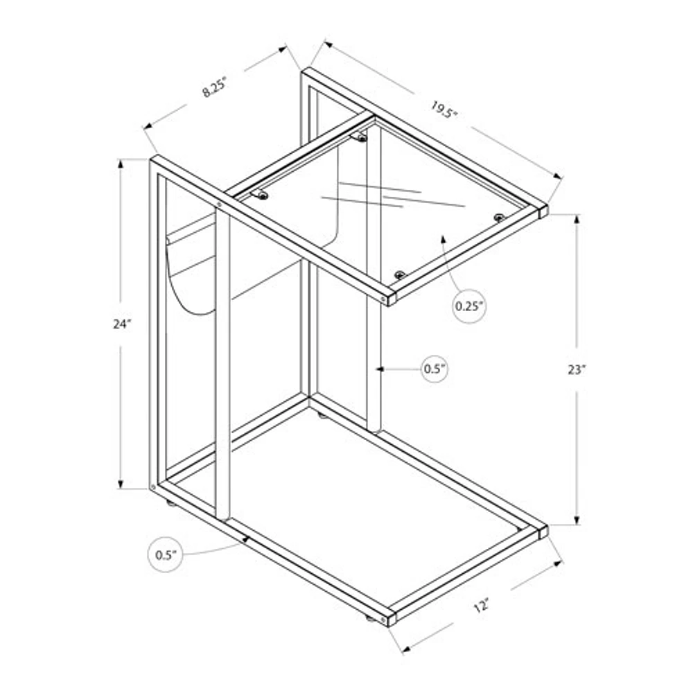 Table de bout rectangulaire moderne avec porte-revues de Monarch - Blanc