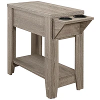 Monarch Modern Rectangular Side Accent Table with Cup Holders - Taupe