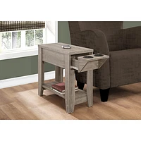 Monarch Modern Rectangular Side Accent Table with Cup Holders - Taupe