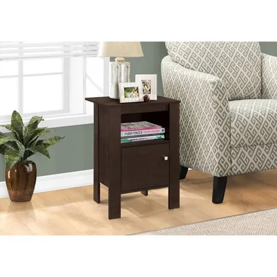 Monarch Contemporary Square End Table with Open Shelf and Closed Cabinet
