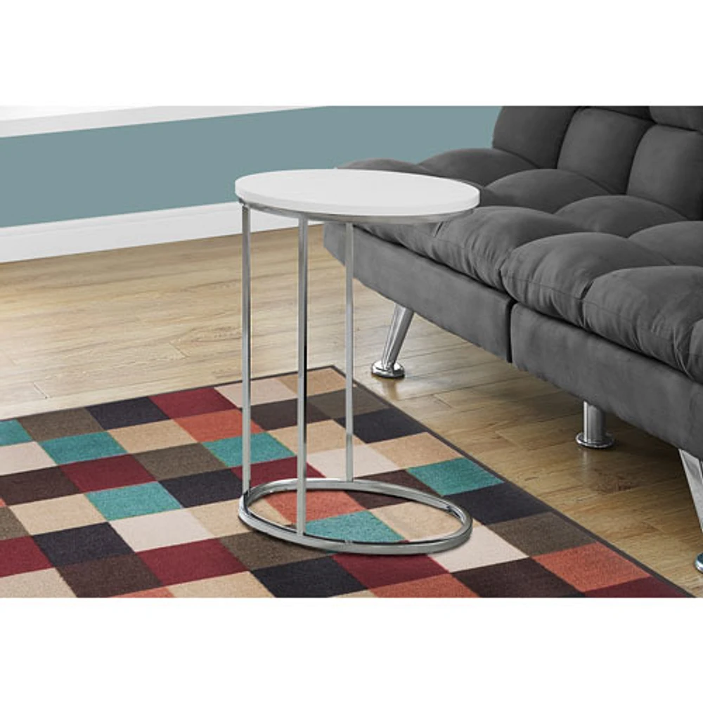 Monarch Modern Oval End Table - White