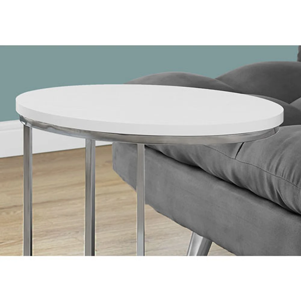 Table de bout moderne ovale de Monarch - Blanc