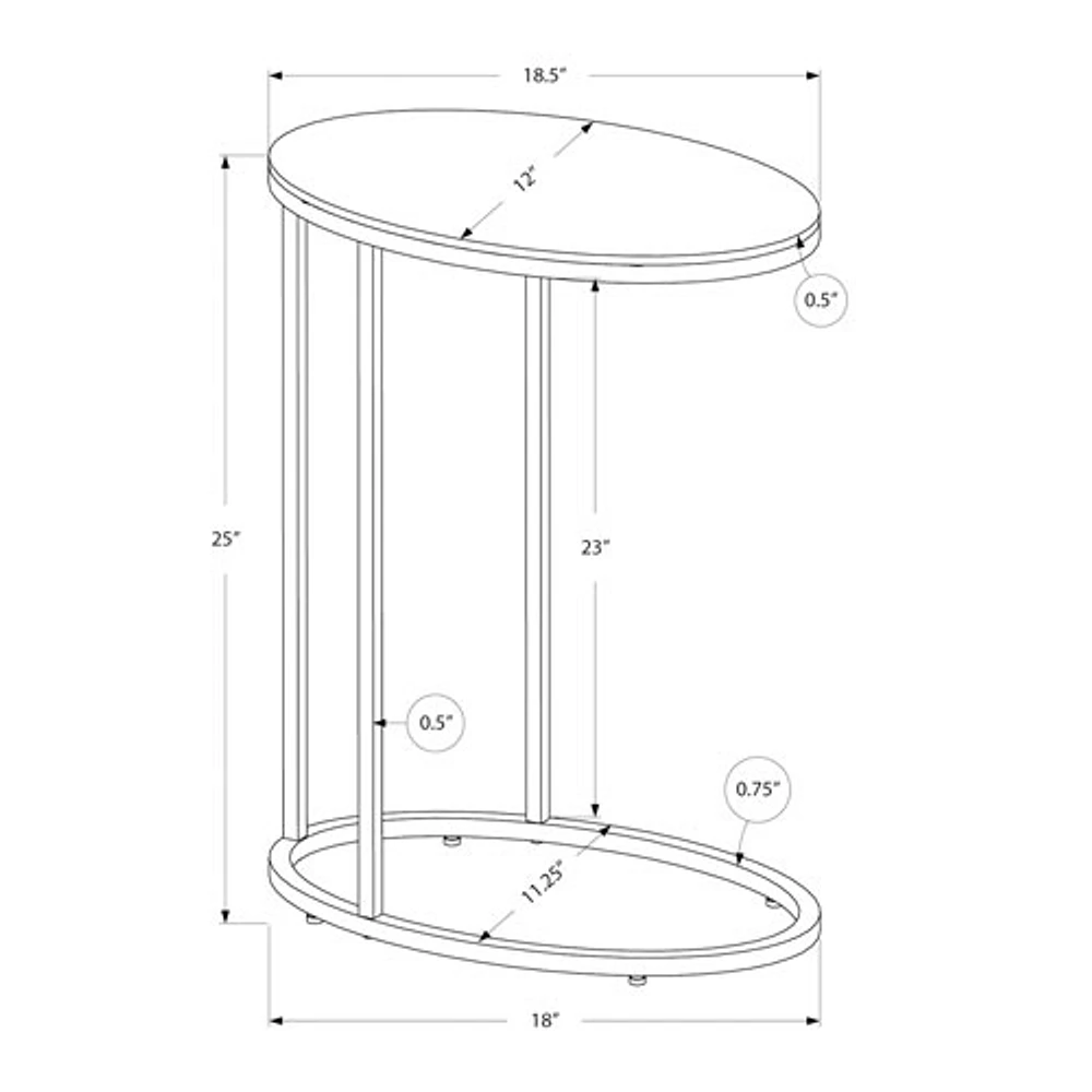 Table de bout moderne ovale de Monarch - Blanc