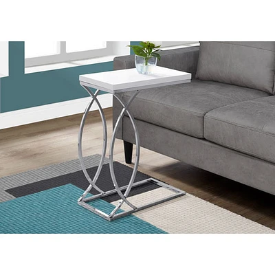 Monarch Modern Rectangular End Table - White/Chrome