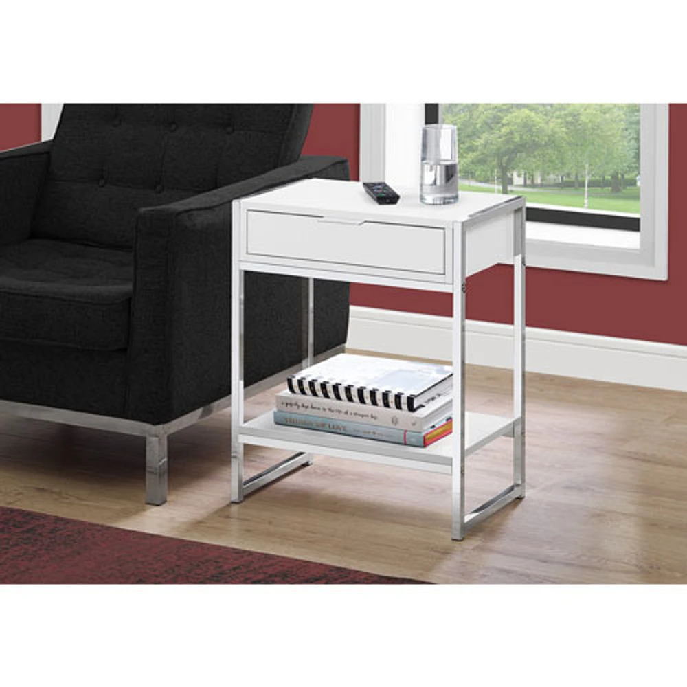 Monarch Modern Rectangular End Table With Drawer and Shelf