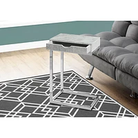 Table de bout rectangulaire moderne en forme de C avec tiroir de Monarch - Gris ciment/Chromé