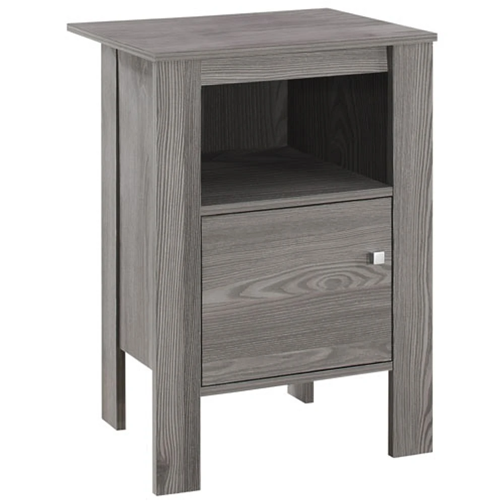 Table d'extrémité contemporaine carrée de Monarch avec tablette ouverte et armoire fermée - Gris