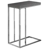 Monarch Modern Rectangular C-Shape End Table - Grey/Chrome