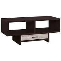 Monarch Modern Rectangular Coffee Table With Drawer - Cappuccino