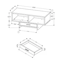 Monarch Modern Rectangular Coffee Table With Drawer - Cappuccino