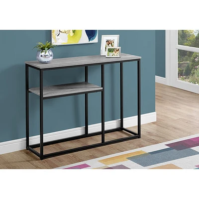 Monarch Modern Rectangular Console Table With Shelf - Grey