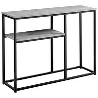 Monarch Modern Rectangular Console Table With Shelf - Grey