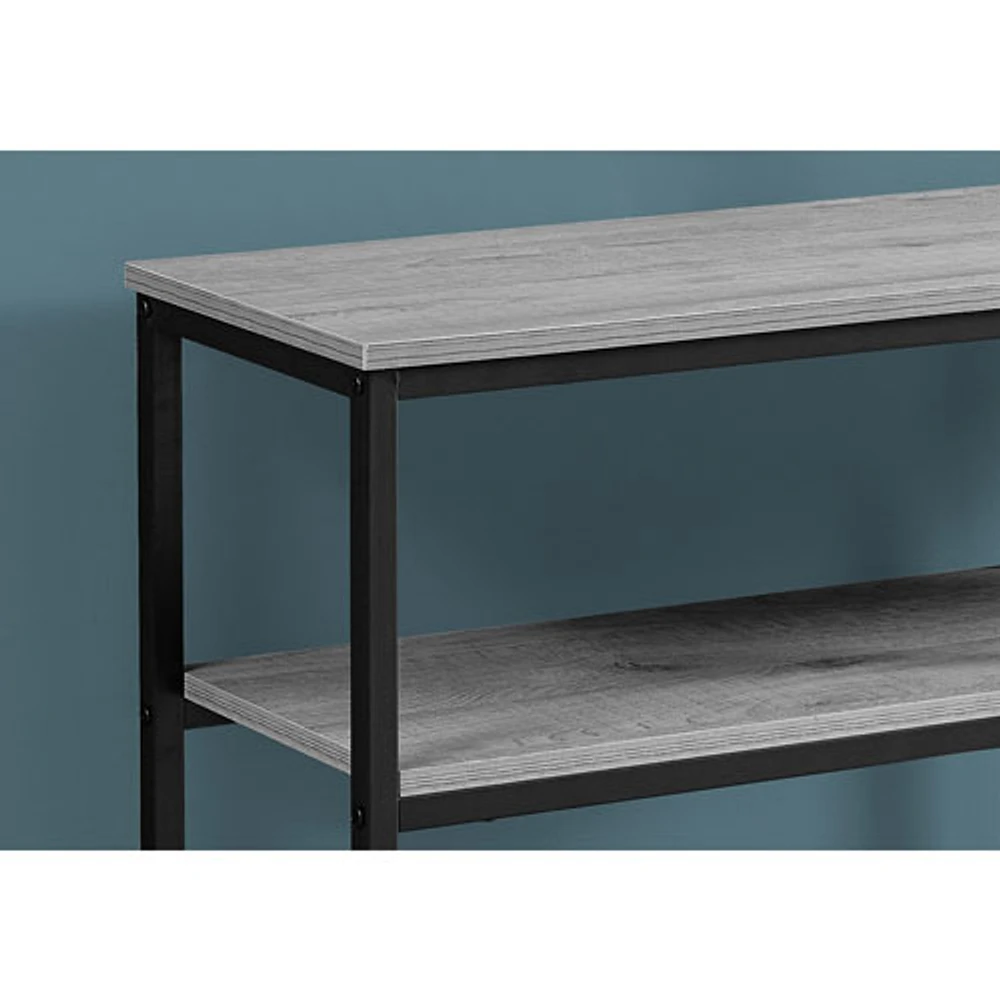 Monarch Modern Rectangular Console Table With Shelf - Grey