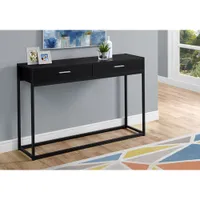 Monarch Modern Rectangular Console Table With 2 Storage Drawers - Black