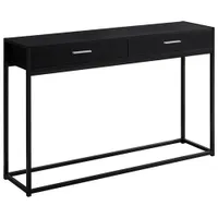 Monarch Modern Rectangular Console Table With 2 Storage Drawers - Black