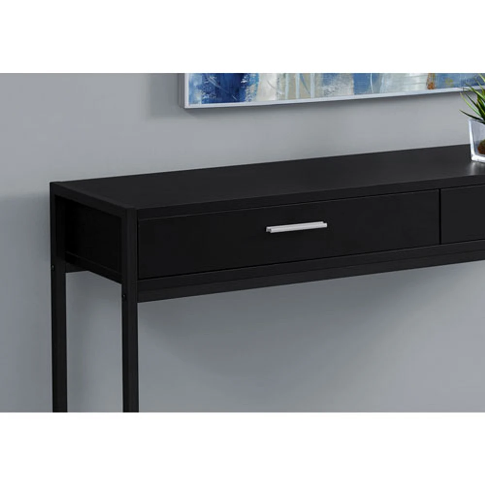 Monarch Modern Rectangular Console Table With 2 Storage Drawers - Black